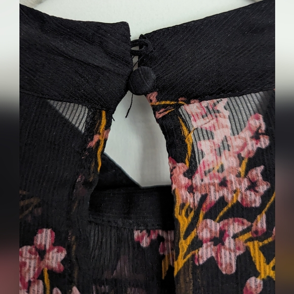 Who What Wear Chiffon Mini Dress Long Sleeve Floral Ruffle Trim Pullover Size S - Picture 2 of 5